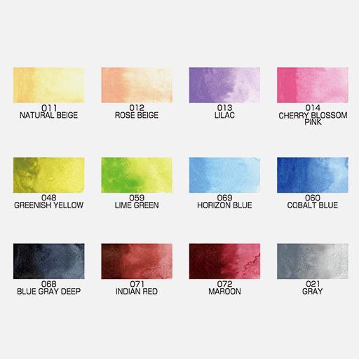 KURETAKE Gansai Tambi Japanese Watercolor Pan Pastel Set x 12