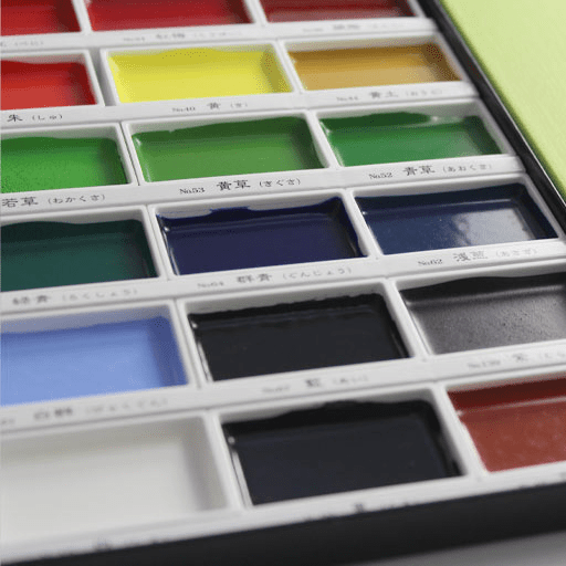 KURETAKE Gansai Tambi Japanese Watercolor Pan Set x 24