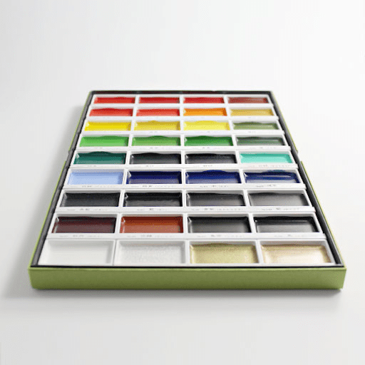KURETAKE Gansai Tambi Japanese Watercolor Pan Set x 36