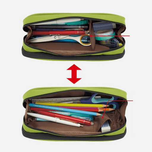 LIHIT LAB. Double Zipper Pen Case Black