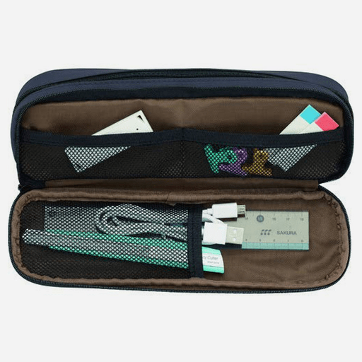 LIHIT LAB. Double Zipper Pen Case Black