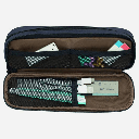 LIHIT LAB. Double Zipper Pen Case Black
