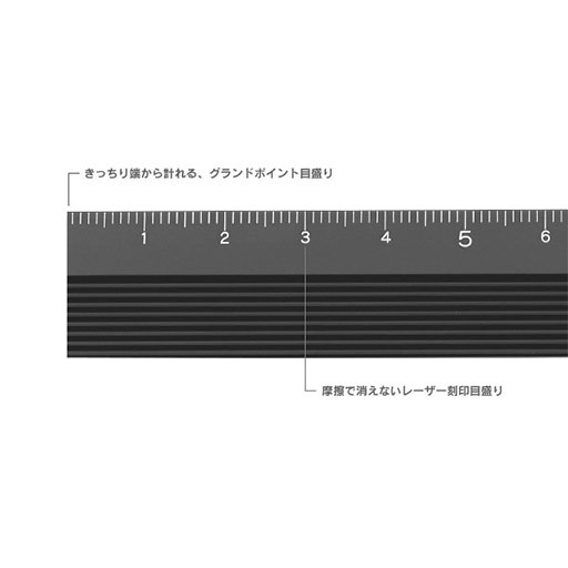 MIDORI Aluminium Ruler 15cm Black