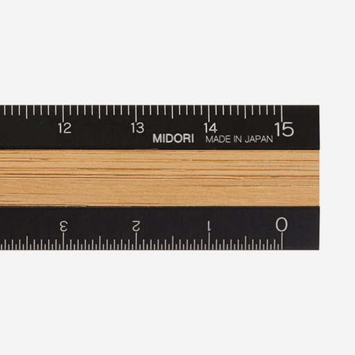 MIDORI Aluminium Wooden Ruler 15cm Black