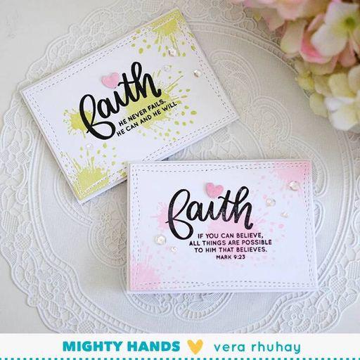 MIGHTY HANDS Clear Stamp 4” x 6” Faith Words