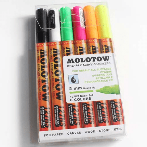 MOLOTOW One4All Acrylic Pump Marker 2mm Neon Set x 6