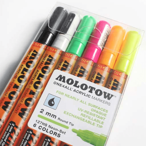 MOLOTOW One4All Acrylic Pump Marker 2mm Neon Set x 6