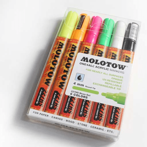 MOLOTOW One4All Acrylic Pump Marker 4mm Neon Set x 6