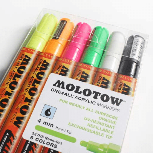 MOLOTOW One4All Acrylic Pump Marker 4mm Neon Set x 6