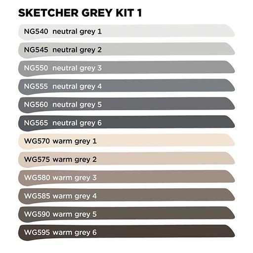 MOLOTOW Sketcher Twin Marker Grey Set 1 x 12
