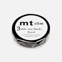 MT Slim Washi Tape 3mm Matt Black x 3