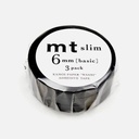 MT Slim Washi Tape 6mm Set J Matt Black x 3