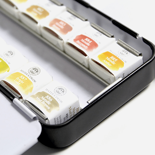 MUNGYO Professional Watercolor Paint 1/2 Pan Brilliant Memories Set x 12