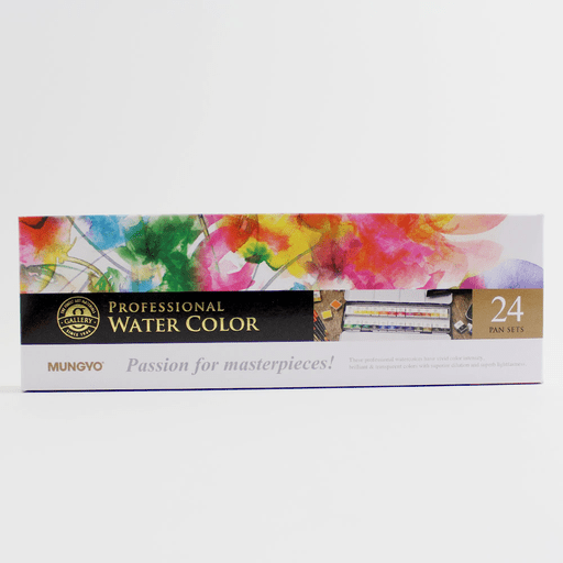 MUNGYO Professional Watercolor Paint 1/2 Pan Set x 24