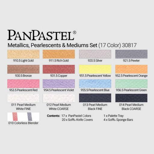 PANPASTEL Artist Pastel Metallics, Pearlescents & Mediums & Palette Tray & Sofft Set x 17