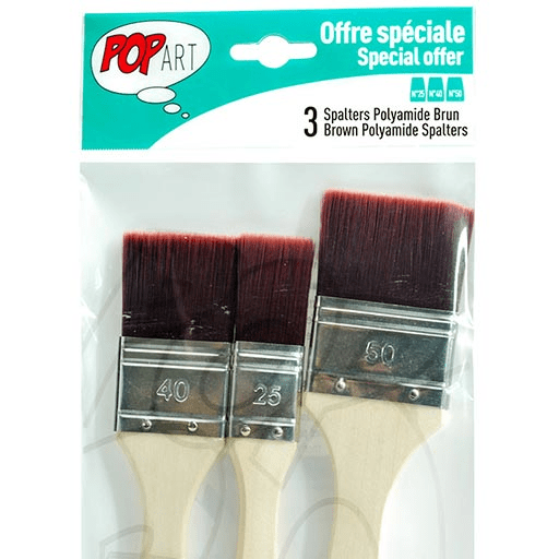 PEBEO Pop Art Brown Polyamide Spalters Brush Set x 3