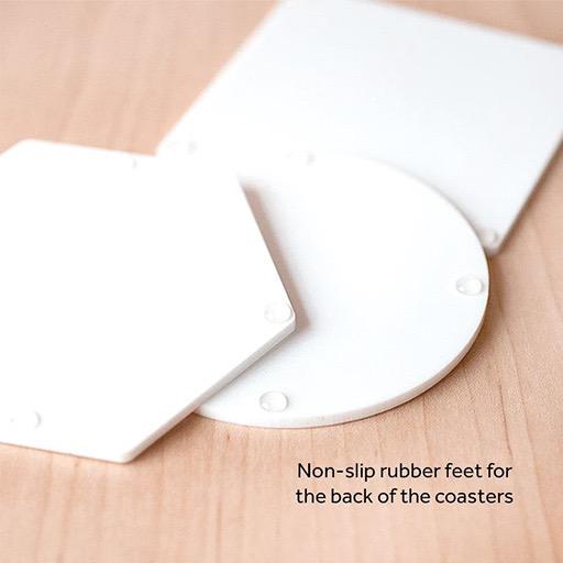 RESIN PLAY Black Acrylic Coaster Base with Rubber Feet - Set of 2 Hexagon