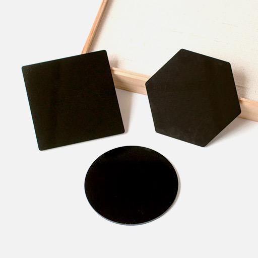 RESIN PLAY Black Acrylic Coaster Base with Rubber Feet - Set of 2 Hexagon