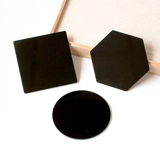 RESIN PLAY Black Acrylic Coaster Base with Rubber Feet - Set of 2 Square
