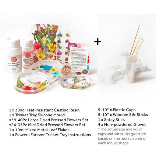 RESIN PLAY Flowers Forever Trinket Tray Starter Kit Hexagon