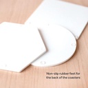 RESIN PLAY White Acrylic Coaster Base with Rubber Feet - Set of 6 Mix