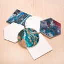 RESIN PLAY White Acrylic Coaster Base with Rubber Feet - Set of 6 Mix