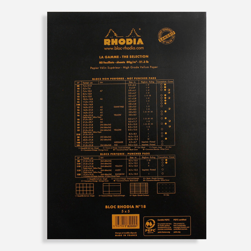 RHODIA Basics Graph Notepad 80gsm A4 x 80 Black