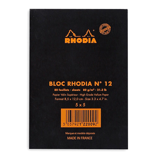 RHODIA Basics Graph Notepad 80gsm A6 x 80 Black