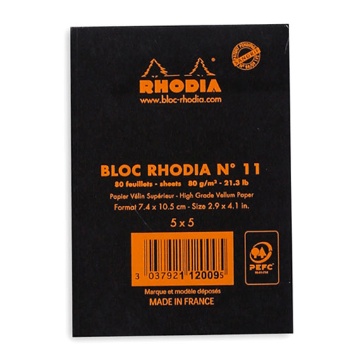 RHODIA Basics Graph Notepad 80gsm A7 x 80 Black