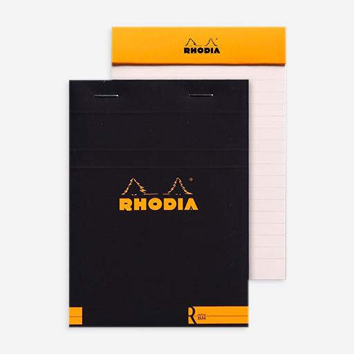 RHODIA Basics ‘R” Lined Notepad 90gsm A6 x 70 Black