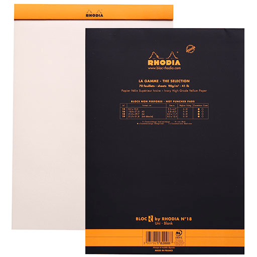 RHODIA Basics “R” Blank Notepad 90gsm A4 x 70 Black