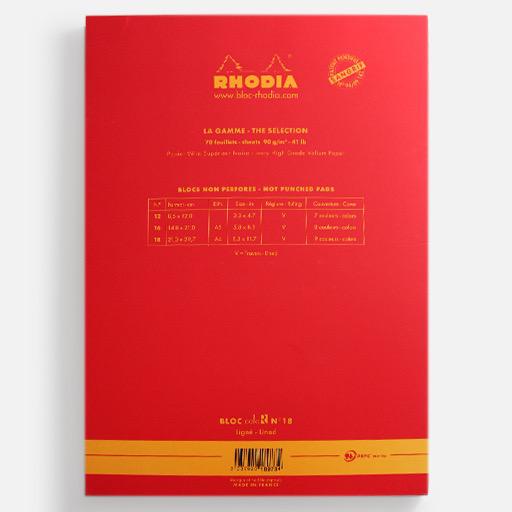 RHODIA Basics “R” Lined Notepad 90gsm A4 x 70 Poppy