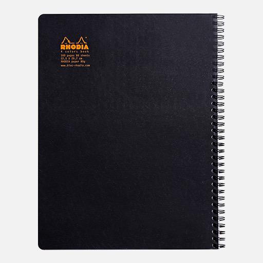 RHODIA Classic 4-Color Lined Spiral Notebook 80gsm A4+ x 80 Black