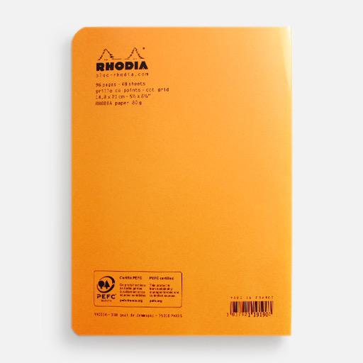 RHODIA Classic Dot Stapled Notebook 80gsm A5 x 48 Orange