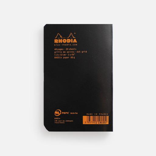 RHODIA Classic Dot Stapled Notebook 80gsm A7 x 24 Black
