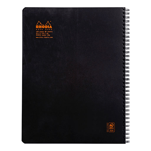 RHODIA Classic Lined Spiral Notebook 80gsm A4+ x 80 Black