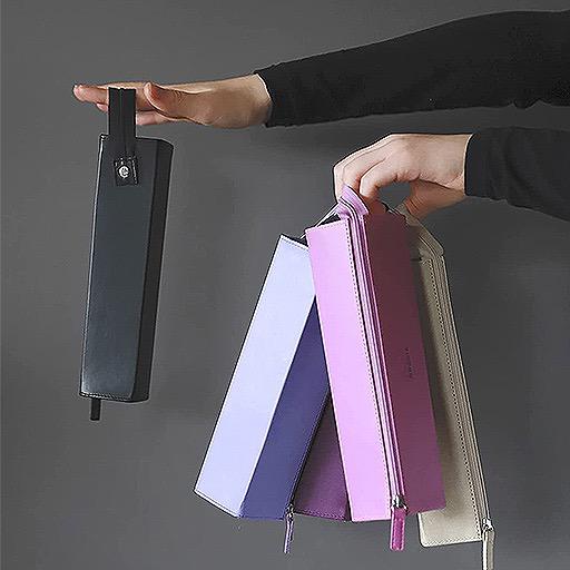 RHODIA Hard Leather Pen Case Silver