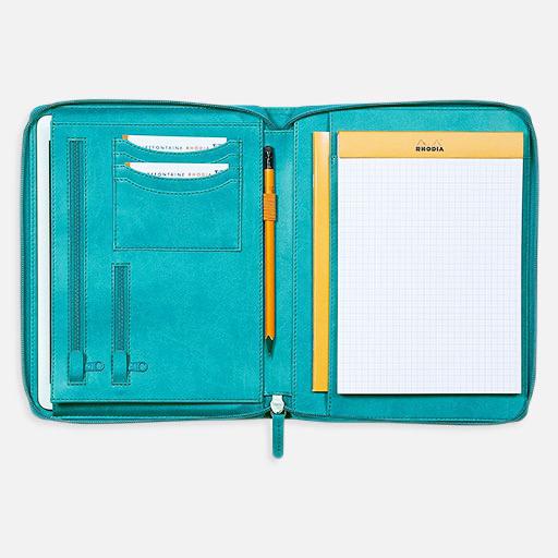 RHODIA Leather Document Holder A5 Peacock