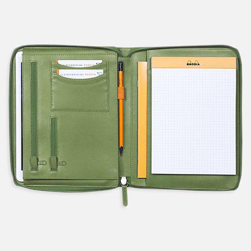 RHODIA Leather Document Holder A5 Sage