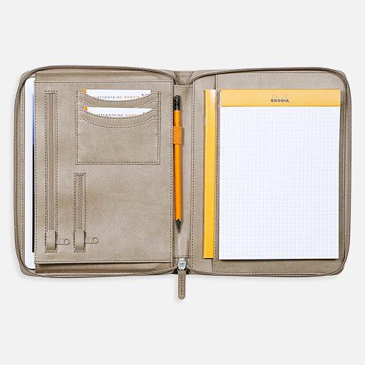 RHODIA Leather Document Holder A5 Taupe
