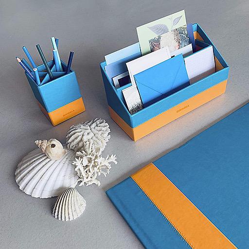 RHODIA Leather Letter Holder Turquoise