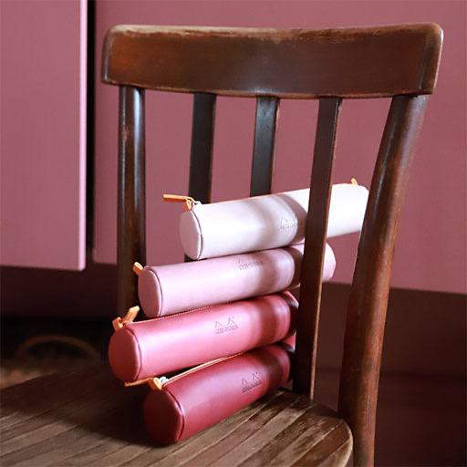 RHODIA Leather Round Pen Case Burgundy