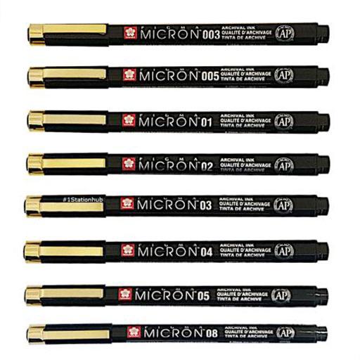 SAKURA Pigma Micron Black Barrel Pen Set x 5