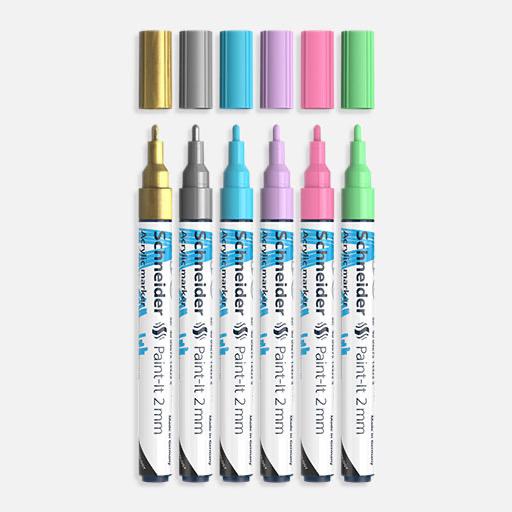 SCHNEIDER Paint-It Acrylic Marker 2mm Wallet Set 2 x 6