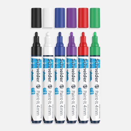 SCHNEIDER Paint-It Acrylic Marker 4mm Wallet Set 1 x 6