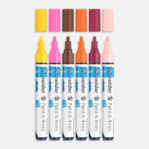 SCHNEIDER Paint-It Acrylic Marker 4mm Wallet Set 3 x 6