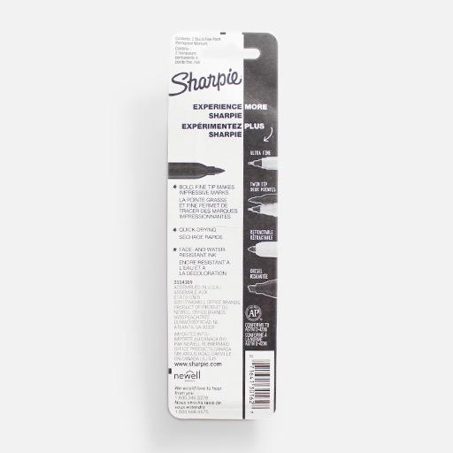 SHARPIE Permanent Fine Marker Black x 2