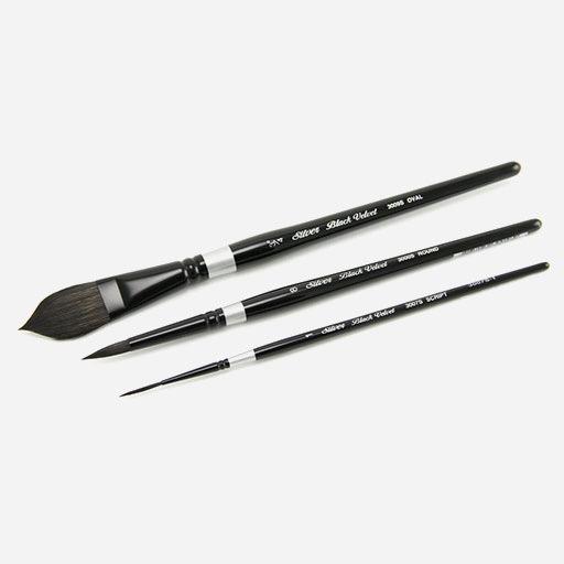 SILVER Black Velvet Flat Wash Brush 1”
