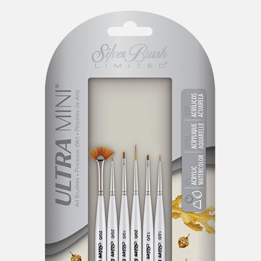SILVER Ultra Mini Basic Miniature Detail Brush Set x 6