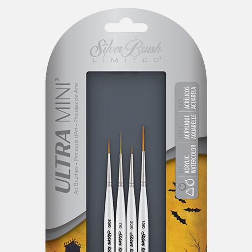SILVER Ultra Mini Detail Brush Set x 4